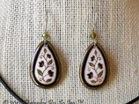 Green and White Spring Vines Teardrop Earrings and Matching Necklace Pysanky Jewelry by So Jeo